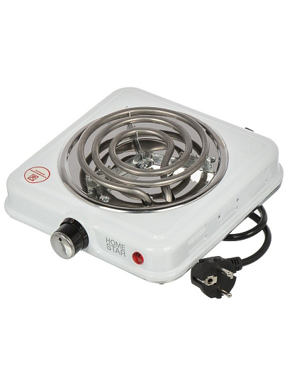 Плита электрическая Homestar, HS-1107, 1000 Вт, 1 конфорка, спираль, эмаль, механическая, переключатель поворотный, белая