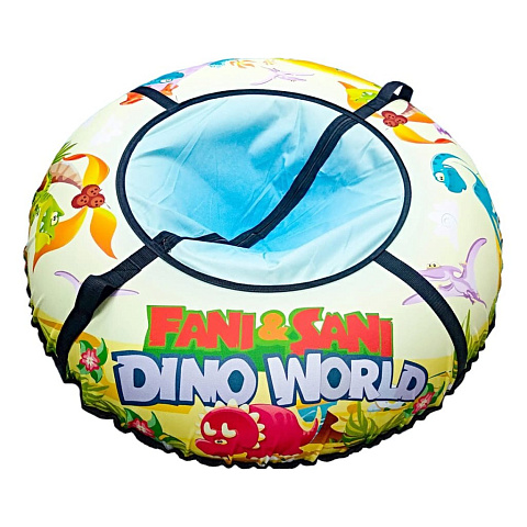 Санки-ватрушка Fani Sani, Динозавры Мульт Proffi, 100 см, 100 кг, с буксировочным тросом, с ручками, 84064