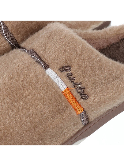 Тапки для мужчин, бежевые, р. 42-43, закрытые, мех, A210044