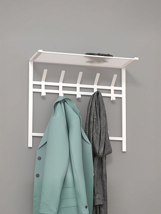 Вешалка настенная 9 крючков, с полкой, 27х67х58.5 см, сталь, ЗМИ, Торонто 22, ВСПТ22 Б, белая