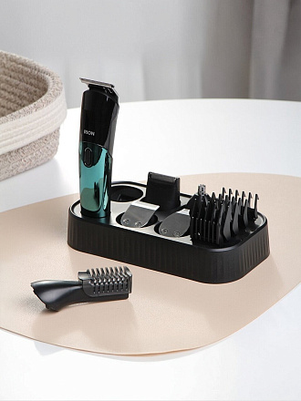 Набор для стрижки и бритья, Rion, IPX6, сетевой, бирюзовый, 6 в 1, ящик для хранения, триммер для волос в носу, бритва, лезвие