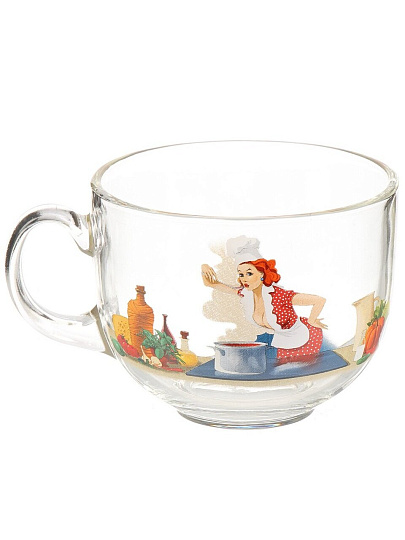 Бульонница стекло, 480 мл, с ручкой, Стряпуха, Декостек, 2027-Д