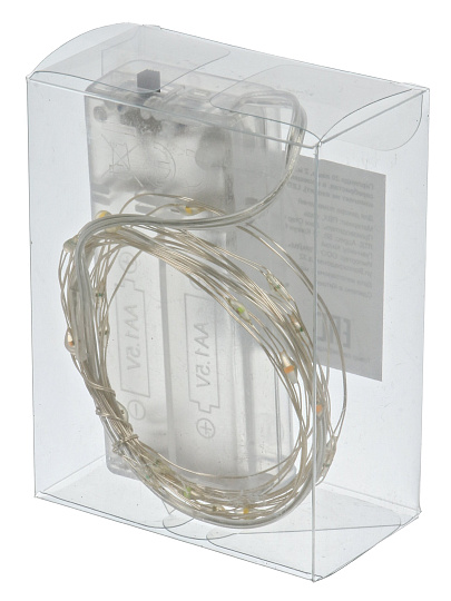 Гирлянда 20 ламп, 2 м, 1 режим, свет мультиколор, серебристая, в помещении, на батарейках, LED, SYDB-041902