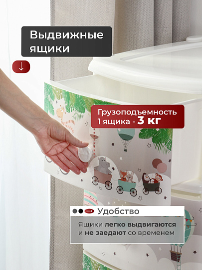 Комод детский 4 ящика, Лимпопо, 39х47х95 см, Violet, 350447