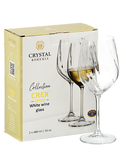 Бокал для вина, 480 мл, стекло, 2 шт, Bohemia, CREX OPTIC, 91L/1SJ86/0/00000/480-264