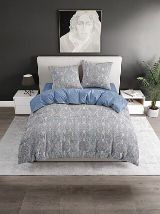 Постельное белье евро, простыня 215х240 см, 2 наволочки 70х70 см, пододеяльник 205х215 см, Silvano, поплин, Пезе