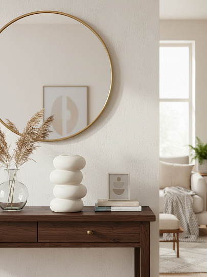 Ваза керамика, настольная, Бабл, 15х5х23 см, молочная