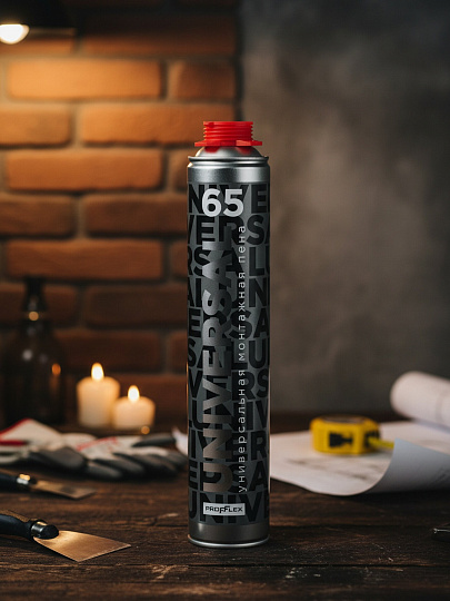 Пена монтажная Profflex, Universal, профессиональная, 65 л, 850 мл, всесезонная, 01635