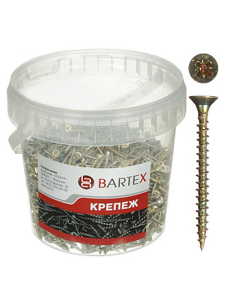 Саморез универсальный, диаметр 4х40 мм, 500 шт, оцинкованный, в ассортименте, банка, Bartex