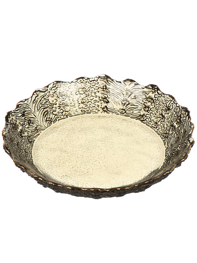 Тарелка стекло, 20 см, отвод золотом, круглая, Графит, Y6-10085/B150014