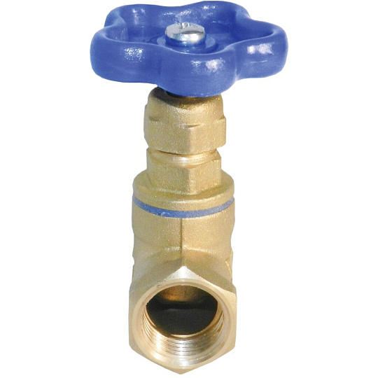 Вентиль для воды, 1&quot;1/2, г-г, синий, БАЗ