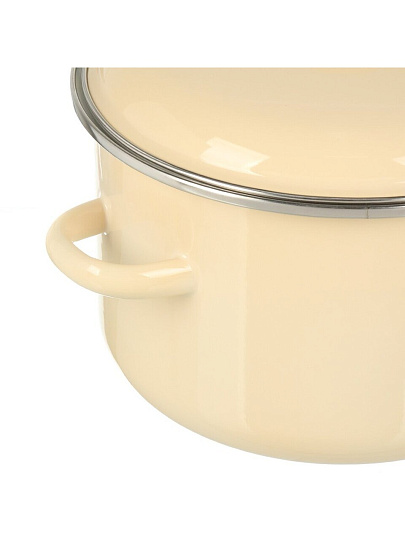 Кастрюля эмалированная сталь, 4 л, крышка сталь, цилиндрическая, Сибирские товары, 9MD201P, слоновая кость, индукция