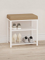 Полка для обуви металл/нубук, 2 секции, 47х30х49 см, с сиденьем, белый, бежевая, ЗМИ, Торонто 13S, БТ13СББ