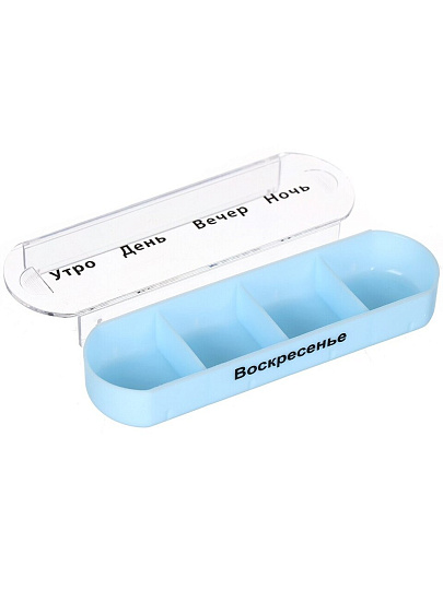 Таблетница для лекарств 11.5x12.8x4.3 см, белая, на 7 дней, 4 приема, пластик, Aqwin, BS0106J