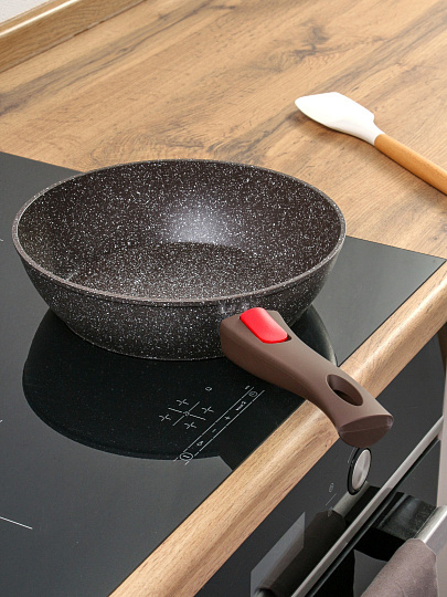 Сковорода алюминий, 24 см, антипригарное покрытие, Moulin villa, Brownstone, съемная ручка, индукция, BST-24-DI-DH