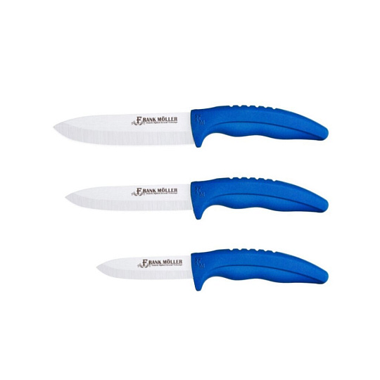 Набор ножей 4 предмета, 12.5 см, 10 см, 7.5 см, керамика, рукоятка пластик, с подставкой, Frank Möller, FM-401