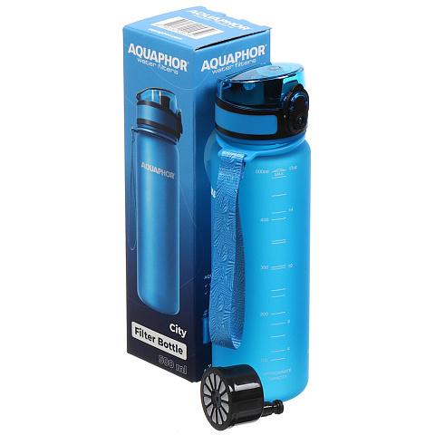 Фильтр-бутылка Аквафор, для холодной воды, 0.5 л, синий, 507882
