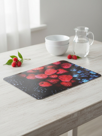 Салфетка для стола пластик, 40х28 см, Рыжий кот, Ягоды, PPM-07