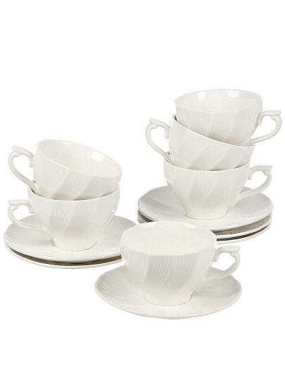 Набор чайный фарфор, 12 предметов, на 6 персон, 230 мл, Bonjart, ТМ Глория, 202522, подарочная упаковка