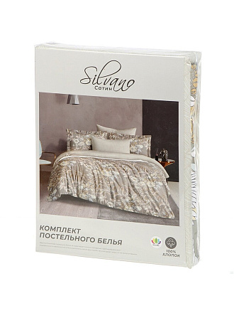 Постельное белье евро, простыня 220х240 см, 2 наволочки 70х70 см, пододеяльник 200х220 см, Silvano, сатин, Цветы, Мультиколор 30/042-SLC/SLV