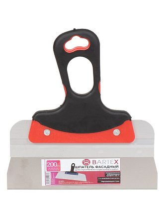 Шпатель фасадный, нержавеющая сталь, 200 мм, прямой, рукоятка двухкомпонентная, Bartex, Евро, 615025
