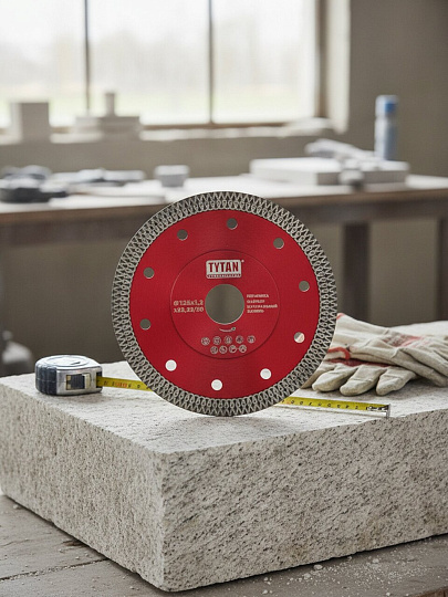 Диск отрезной алмазный по камню, Tytan, Professional, 125х22.23х1.2 мм, супер тонкий, 58444