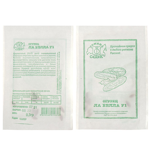 Семена Огурец, Ла Белла F1 МФ, 0.3 г, 6622, белая упаковка, Седек