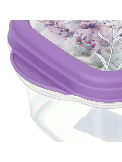 Контейнер пищевой пластик, 0.7 л, 17х11х7.5 см, прямоугольный, с клапаном, Полимербыт, Lavender, 439714400