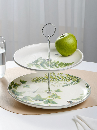 Ваза для фруктов, 2 яруса, керамика, Prima Collection, Дикий папоротник, HC811-C3