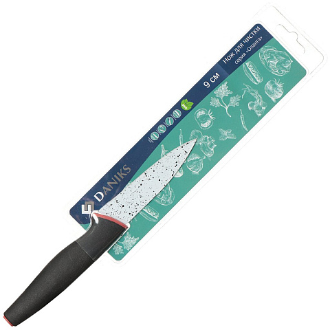 Нож кухонный Daniks, Оланга, для овощей, ручка non-stick, нержавеющая сталь, 9 см, рукоятка пластик, YW-A226-PA
