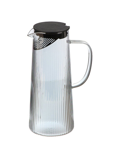 Кувшин стекло, 1 л, с крышкой, Грани, B050086, графит, для холодных и горячих напитков