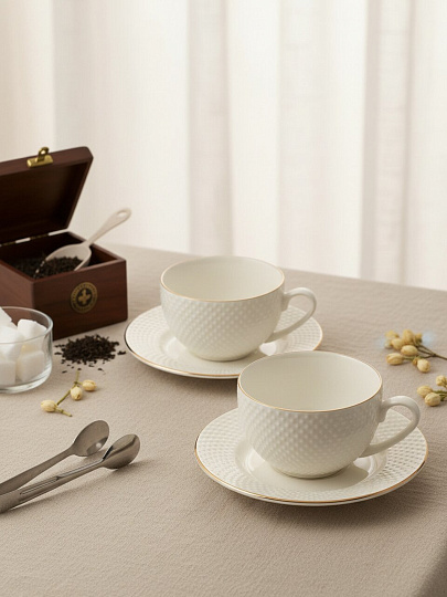 Чайная пара фарфор, 4 предмета, на 2 персоны, 275 мл, Jewel, Адель, ПС0013-33