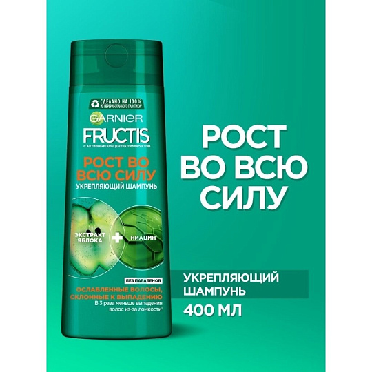 Шампунь Fructis, Рост во всю силу, против выпадения волос, 400 мл