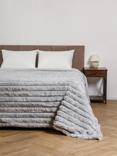 Покрывало евро, 240х260см, 100%пэ, верх ткань 460гр, вниз ткань 200гр, Silvano, Кролик, сер