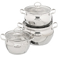 Набор посуды из нержавеющей стали Bohmann 0602BH/4 (кастрюля 2.5+3.5+6.5 л), 3 предмета