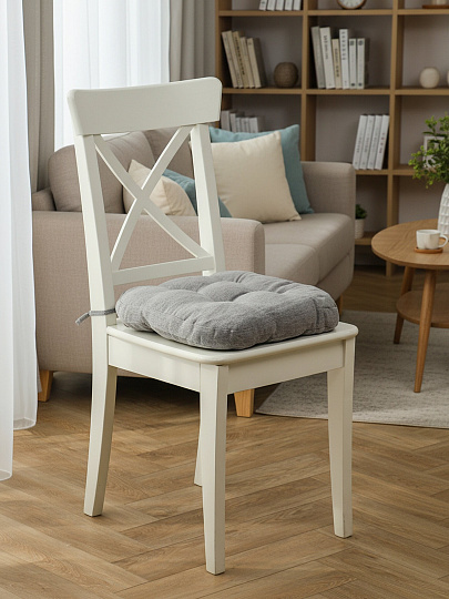 Сиденье мягкое 100% полиэстер, 40х40 см, бежевое, с завязками, A140087