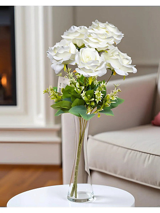 Цветок искусственный Роза, 40 см, белый, Y4-6942