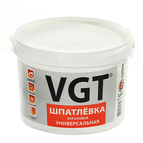 Шпатлевка VGT, акриловая, универсальная, 3.6 кг