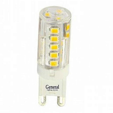 Лампа светодиодная G9, 5 Вт, 220 В, капсула, 4500 К, свет нейтральный белый, General Lighting Systems, GLDEN-P