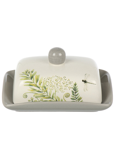 Масленка керамика, 17х8.5 см, крышка керамика, Prima Collection, Дикий папоротник, PC74WF/HC601R-C3