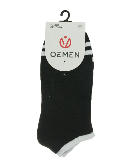 Носки для женщин, Oemen, черный, белый, р. 23-25, 3 см, PM073