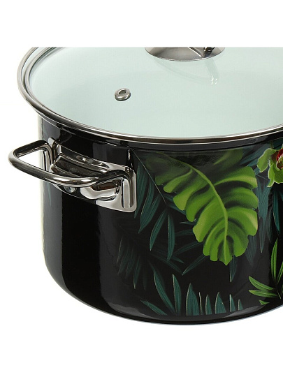 Набор посуды эмалированная сталь, 3 предмета, кастрюли 2.4,3.4,5 л, индукция, Керченский металлургический завод, Тропическая ночь-5-1-Элит