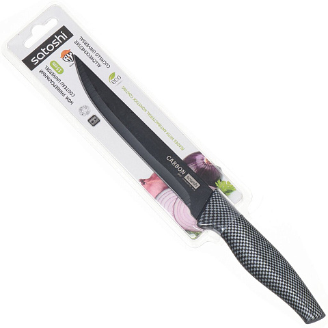Нож кухонный Satoshi, Carbon, универсальный, сталь, 15 см, рукоятка пластик, 803-072