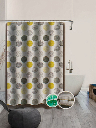 Штора для ванн 180х180 см, полиэстер, Пузырики, T2022-7098