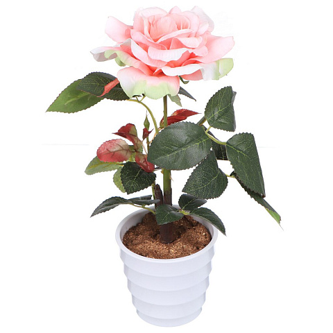 Цветок искусственный декоративный Роза, в кашпо 1 цветок, кремовый, 16-0068