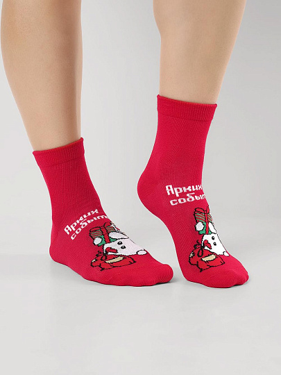 Носки для женщин, Clever, НГ, красные, р. 25, Д2565