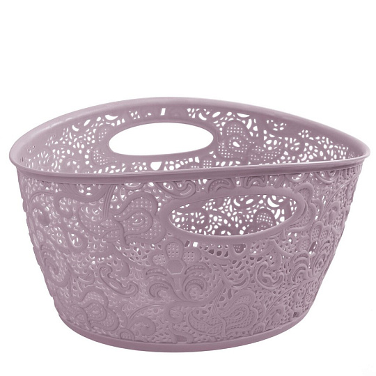 Корзина 7 л, 29х16х21 см, овальная, плетеная, пластик, лавандовая, с ручками, Curver, Victoria, 219674