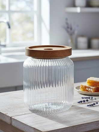 Банка для сыпучих продуктов, стекло, 0.55 л, с крышкой, Barouge, Glass Honey Jar, BC-013