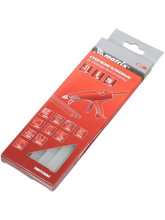 Стержни клеевые для пистолетов 6 шт, диаметр 11х200 мм, прозрачные, Matrix, 930720