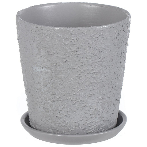 Кашпо керамика, 1.5 л, 15х15.5 см, серое, Лава №3, 010327